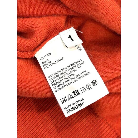 Ambush Turtleneck Knit Pullover Sweater Mens Size S Wool Blend Fitted Embossed - Picture 7 of 7